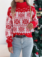 Green Fair Isle Snowflake Turtleneck Sweater - View 13 | TEVQA