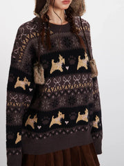 Vintage Scottie Dog Fair Isle Sweater - TEVQA
