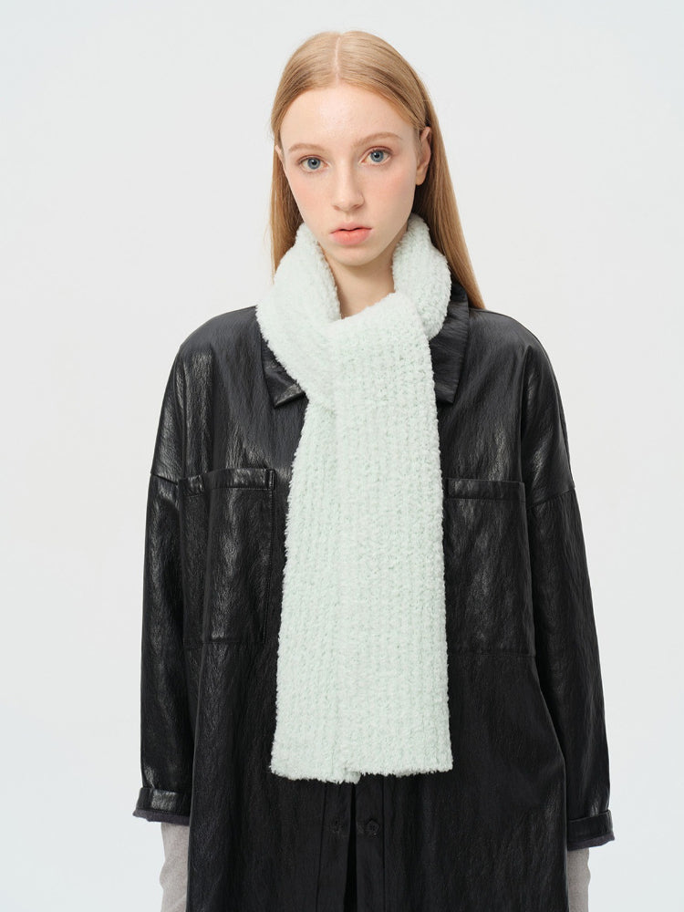 Soft Bouclé Wool Blend Knit Scarf