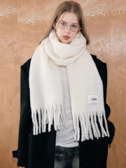 Iceland Blue Mohair Wool Blend Fringe Scarf