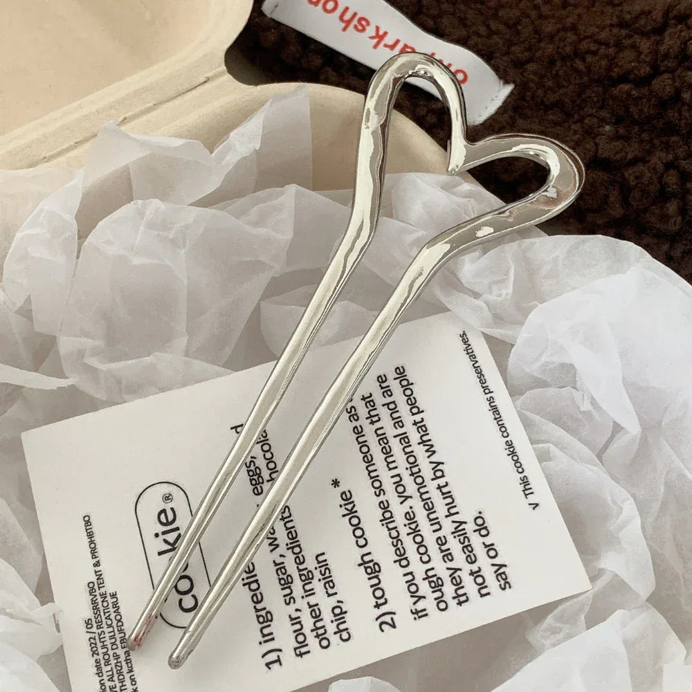 Metal Heart Hair Fork - View 6 | TEVQA