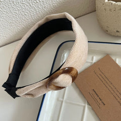 Wide Padded Headband with Tortoiseshell Buckle - 1.6 Inch