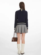 Vintage Navy Cable Knit Cardigan - TEVQA