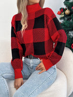 Buffalo Plaid Turtleneck Sweater - View 7 | TEVQA