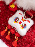 Red pet vest with white lion dance design - View 9 | TEVQA