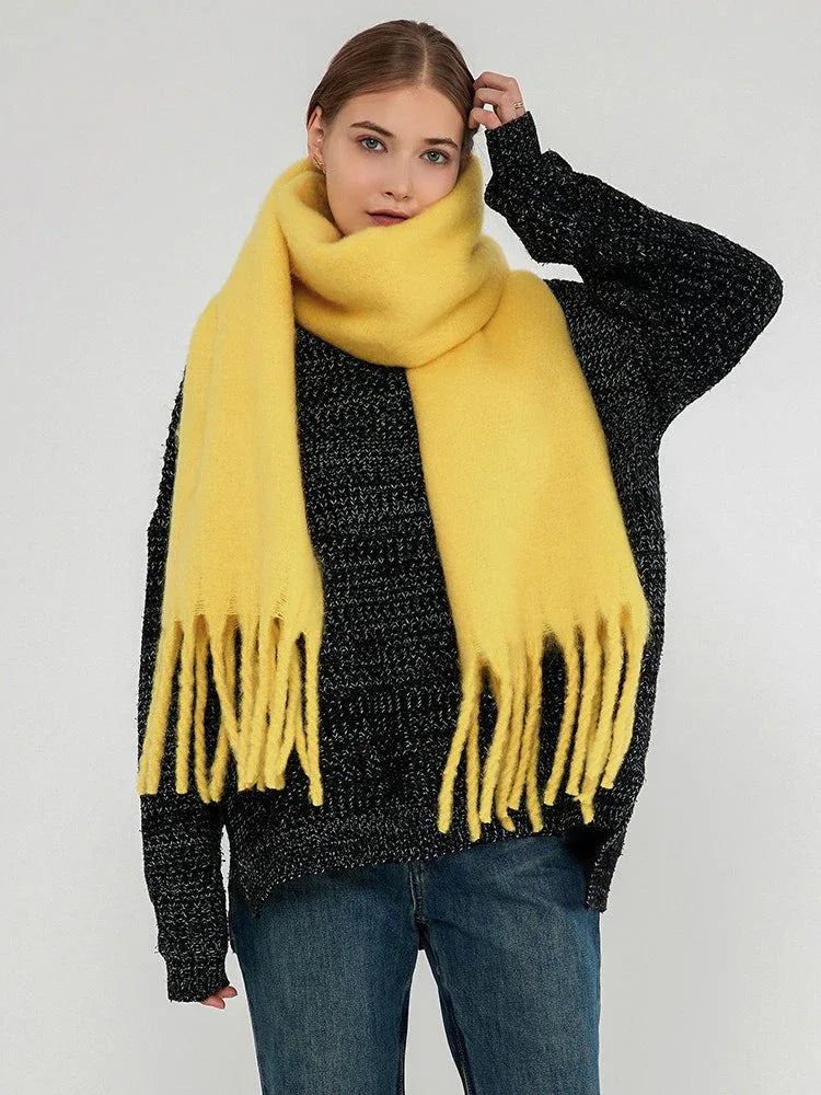 Oversized Faux Mohair Winter Scarf - TEVQA Main image