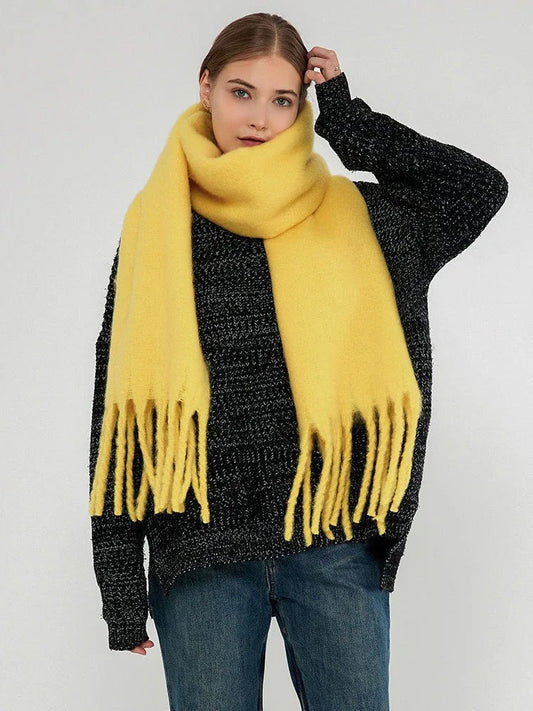 Oversized Faux Mohair Winter Scarf - TEVQA