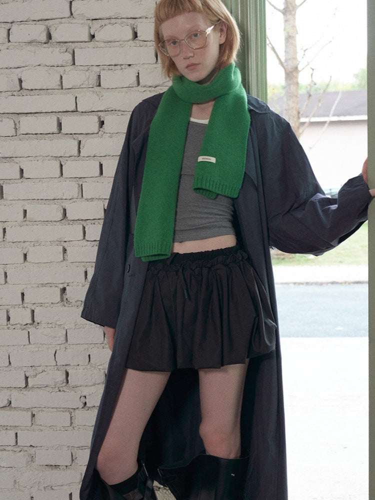 100% Wool Knitted Scarf Solid Red Warm Neck Wrap