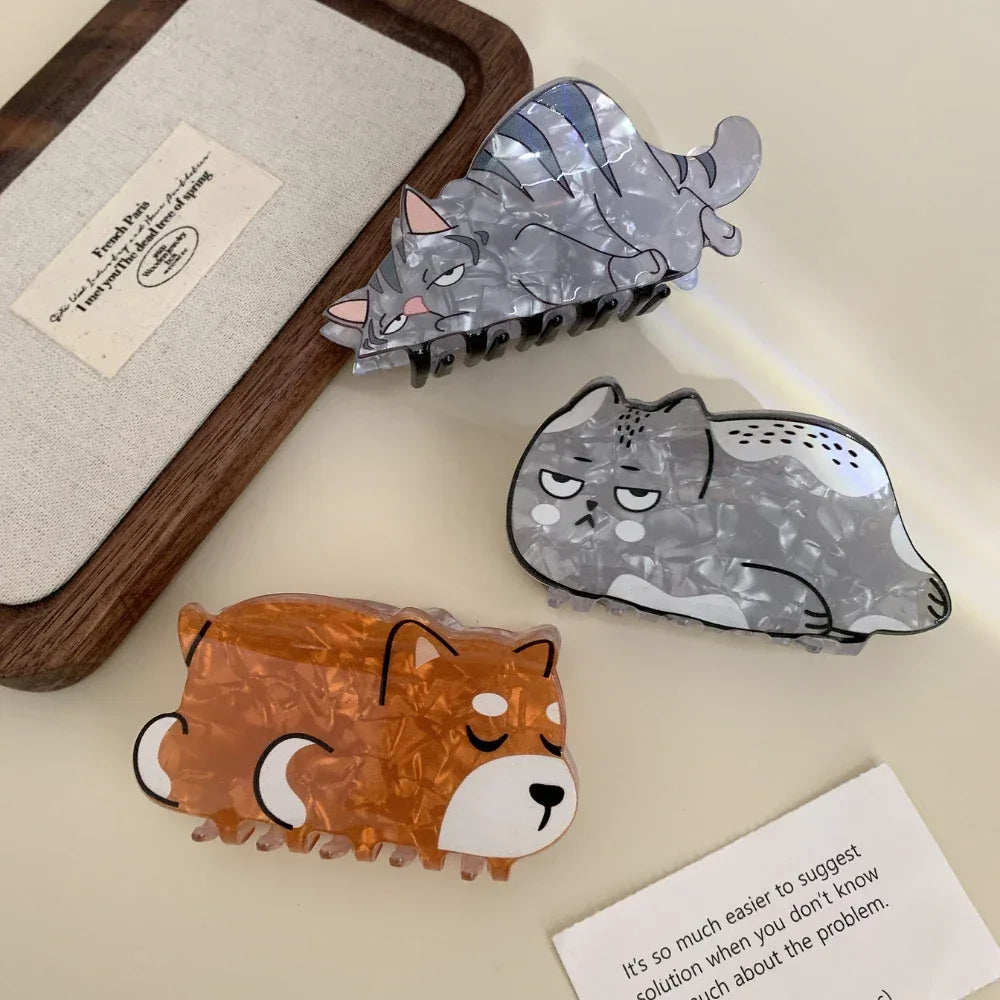 Whimsical Cartoon Animal Acetate Hair Claw (3.1 Inch) - TEVQA