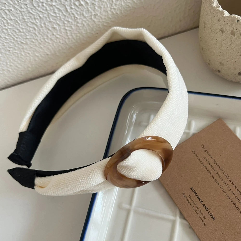 Wide Padded Headband with Tortoiseshell Buckle - 1.6 Inch