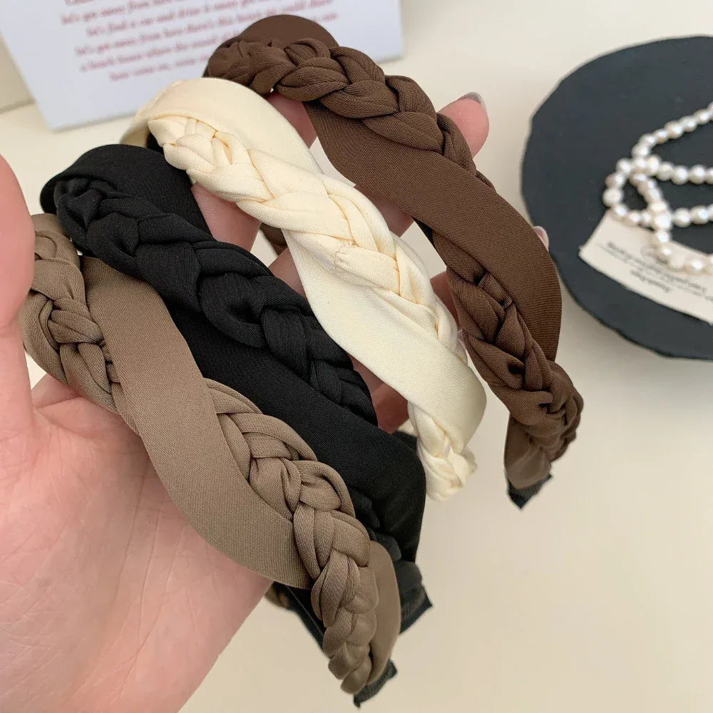 Assortment of braided headbands in various neutral colors