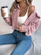 Midnight Noir Corduroy Cropped Jacket - View 10 | TEVQA