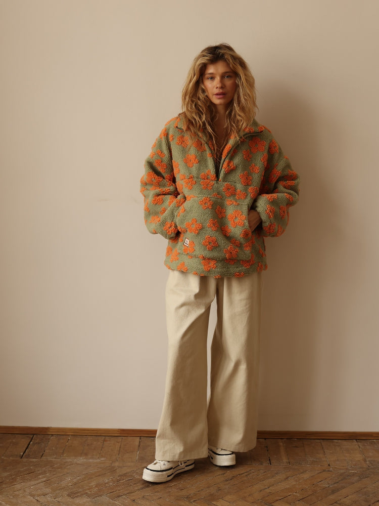 Cozy Vintage Floral Sherpa Fleece