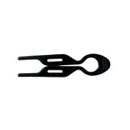 Black resin tweezers with a loop handle and two-pronged tip, isolated on a white background.