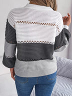 Color block knit henley sweater - View 8 | TEVQA