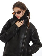 Oversized Faux Shearling Aviator Jacket - TEVQA
