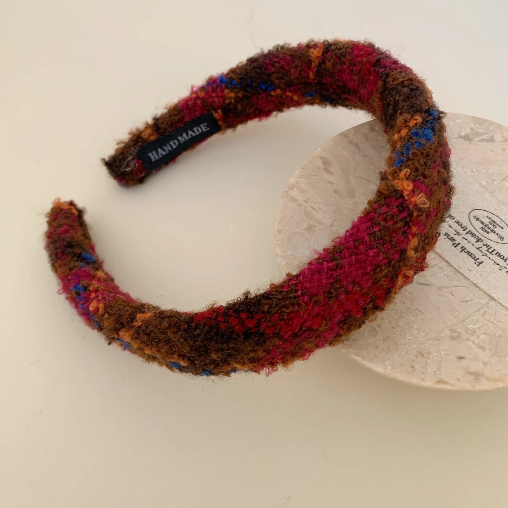 Cozy Bouclé Tweed Padded Headband - 1.2 Inch Autumn Style