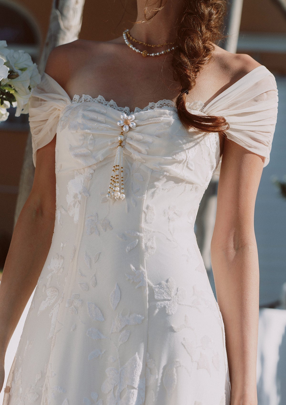 Off white fit and flare maxi dress - View 9 | TEVQA