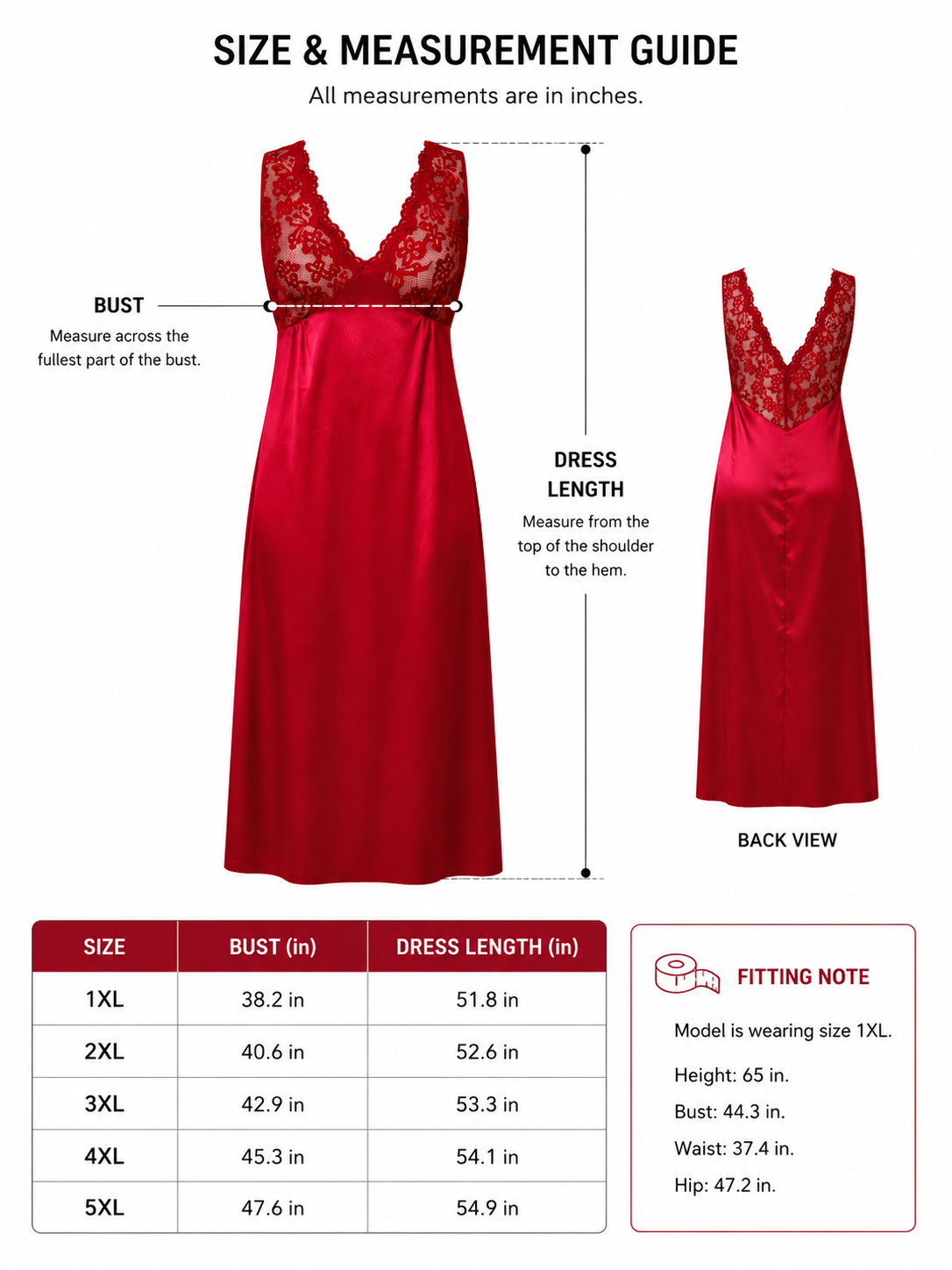 Full length satin nightgown with lace trim and V-neckline - View 7 | TEVQA