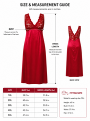 Full length satin nightgown with lace trim and V-neckline - View 7 | TEVQA
