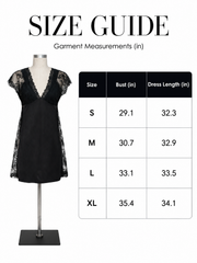 Women's black satin nightgown with V-neck and lace trim - View 8 | TEVQA