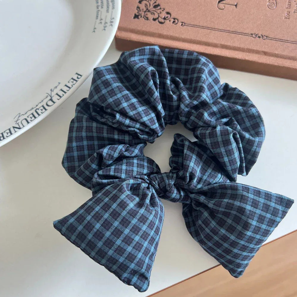 Oversized Plaid Bow Scrunchie - View 8 | TEVQA