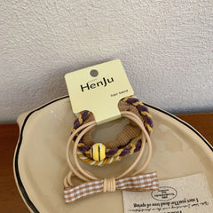 3-Pack Preppy Charm Hair Tie Set - Gentle Snag-Free Elastics