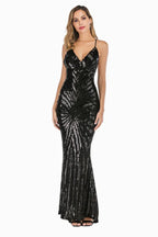 Mermaid Sequin Evening Dress - View 13 | TEVQA