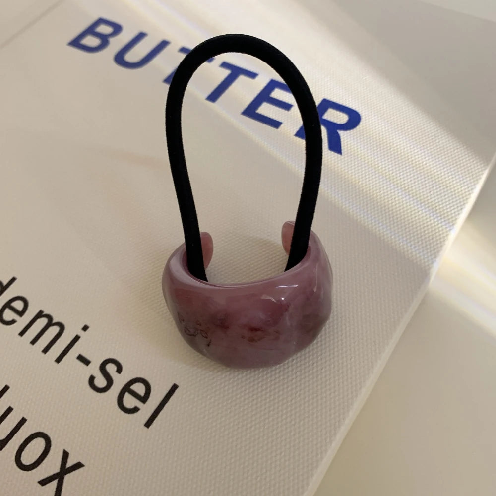 Acrylic Hair Cuff Ponytail Holder - 1.1 Inch Marbled Style