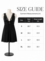 Black satin lace trim babydoll nightgown - View 8 | TEVQA