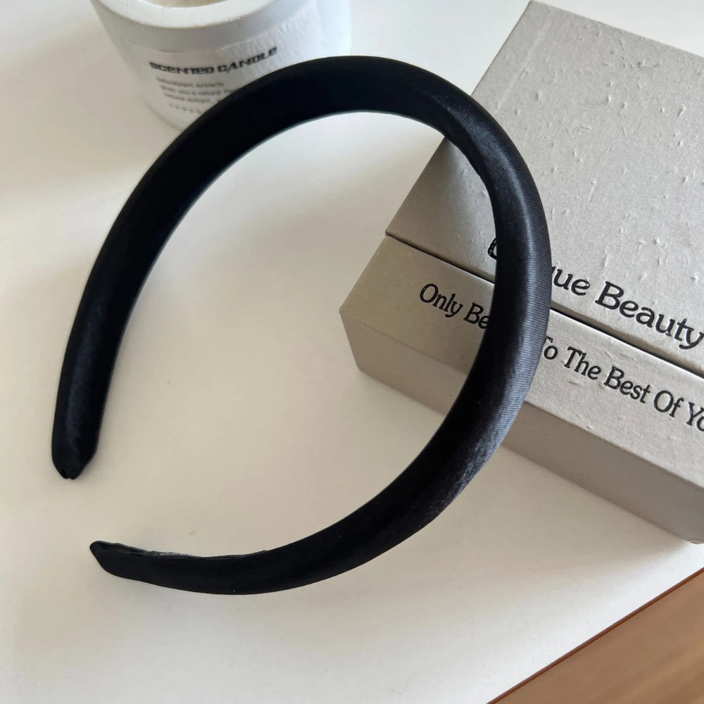 Classic Padded Satin Headband - 0.8 Inch Wide Elegant Hair Band