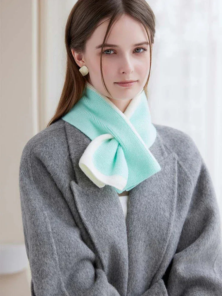Two-tone knit cross scarf - View 7 | TEVQA