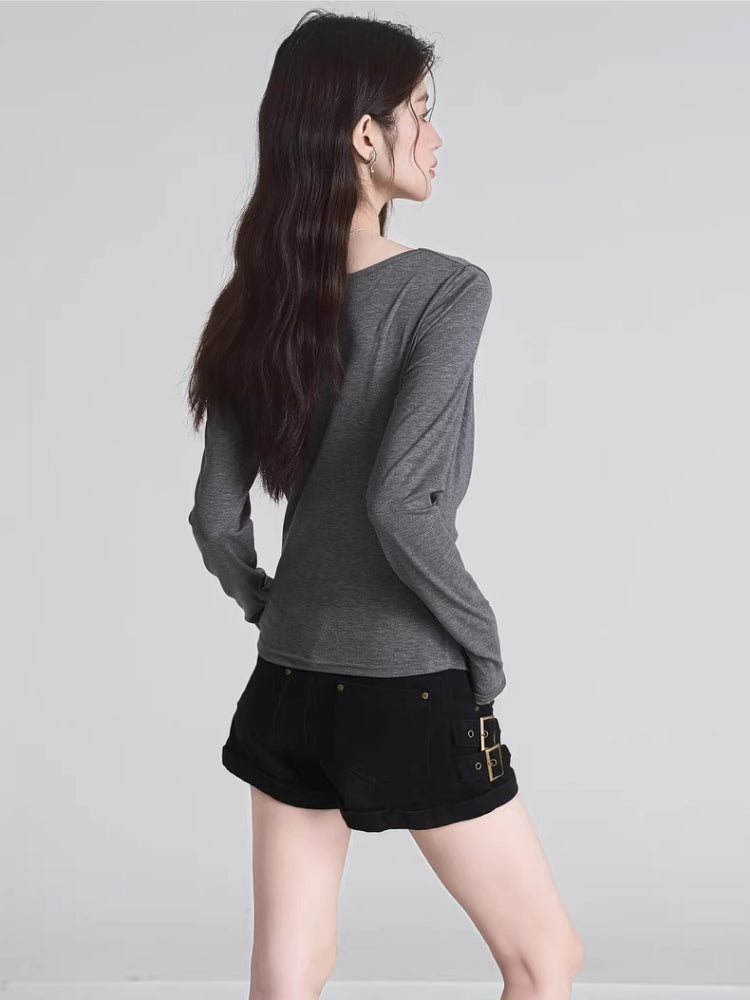Mock Layered Long Sleeve Top - View 6 | TEVQA