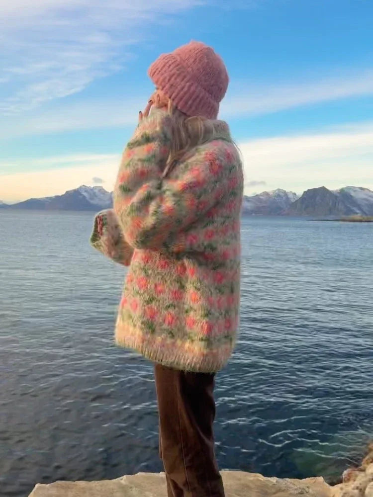 The Nordic Bloom Chunky Knit Sweater - TEVQA