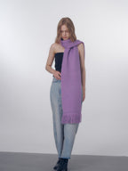 Soft Chunky Knit Oversized Scarf with fringe detailing - View 12 | TEVQA