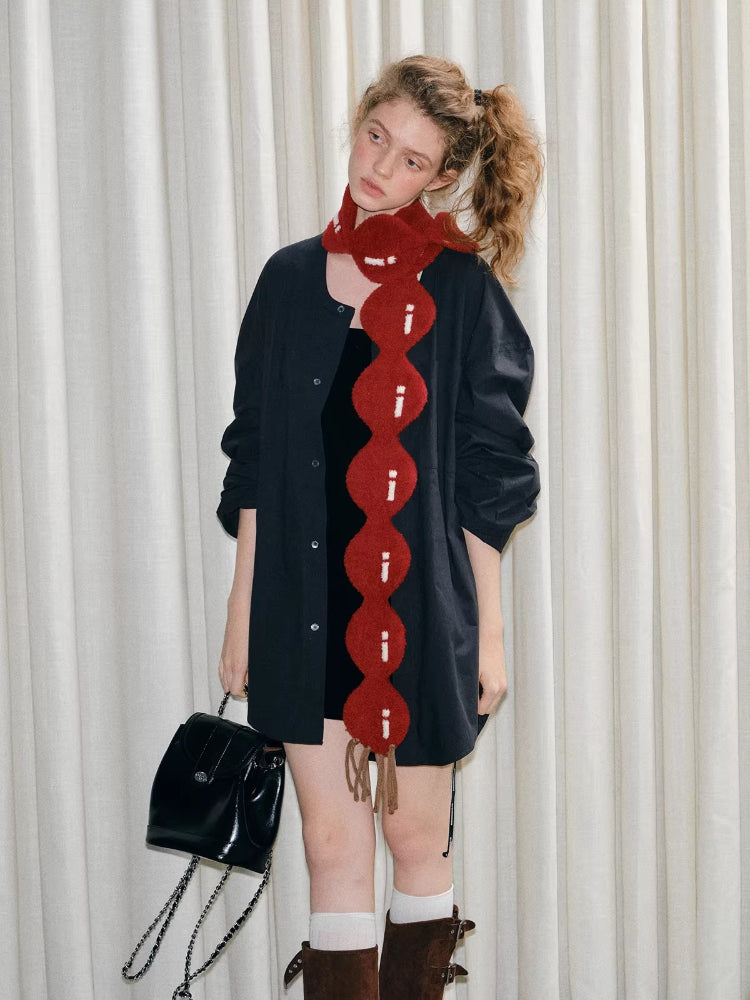 Festive Red Tanghulu Shaped Knit Scarf