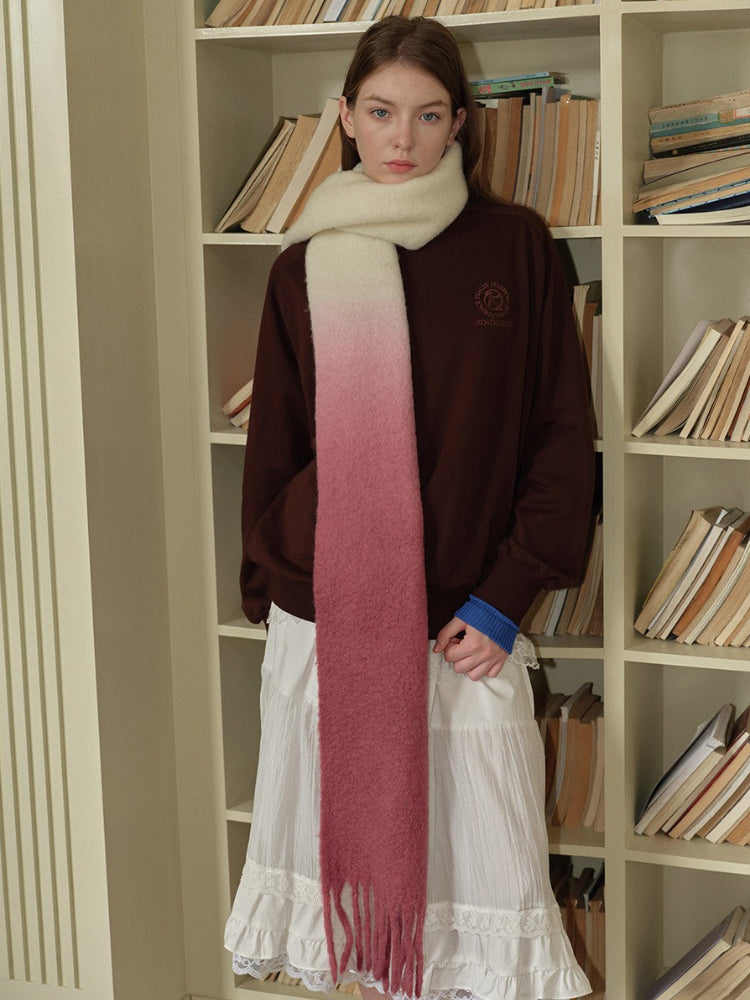 Soft Girl Ombre Pink Wool Blend Scarf