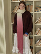 Ombre wool blend scarf with fringe detail - View 11 | TEVQA