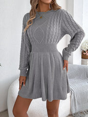 Cable Knit Sweater Dress - View 14 | TEVQA
