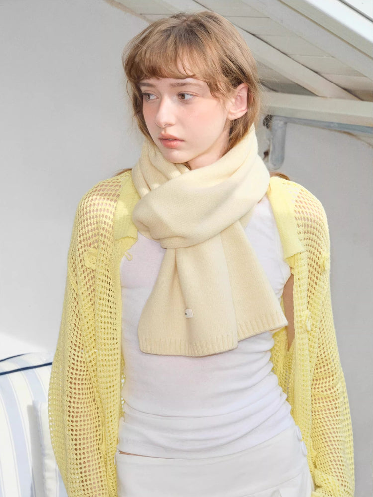 Soft knit scarf in cream yellow - View 3 | TEVQA