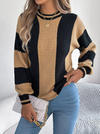 Vertical Stripe Knit Sweater - View 18 | TEVQA
