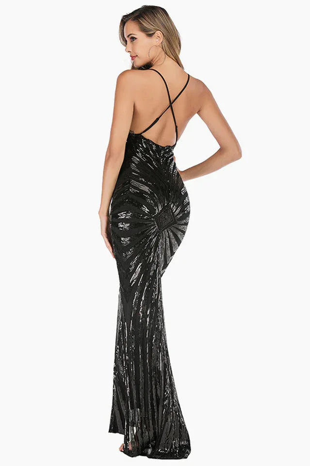 Mermaid Sequin Evening Dress - View 15 | TEVQA