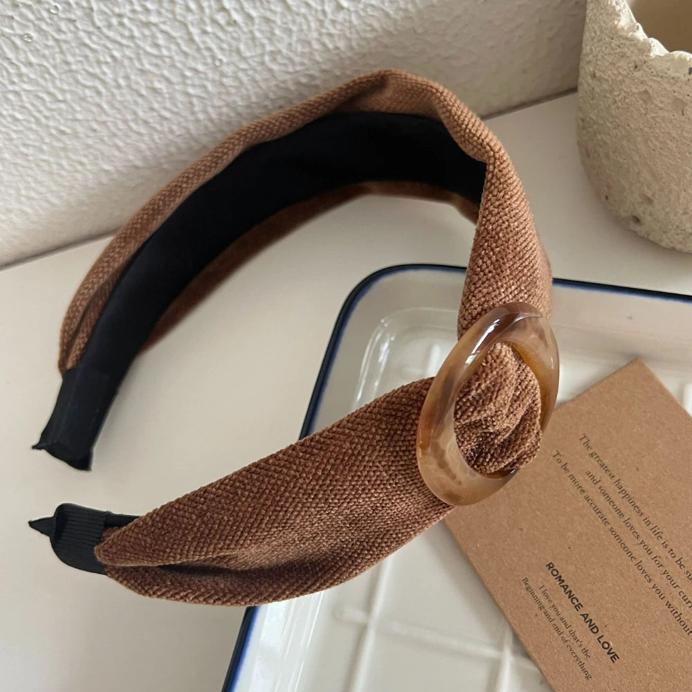 Wide Padded Headband with Tortoiseshell Buckle - 1.6 Inch