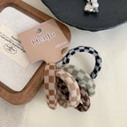 5-Pack Checkered Terry Cloth Hair Ties - Seamless Strong Hold - TEVQA