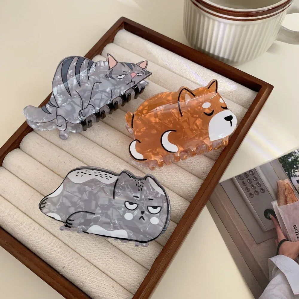 Whimsical Cartoon Animal Acetate Hair Claw (3.1 Inch) - TEVQA