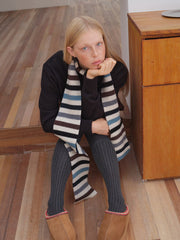 100% Pure Wool Striped Skinny Scarf