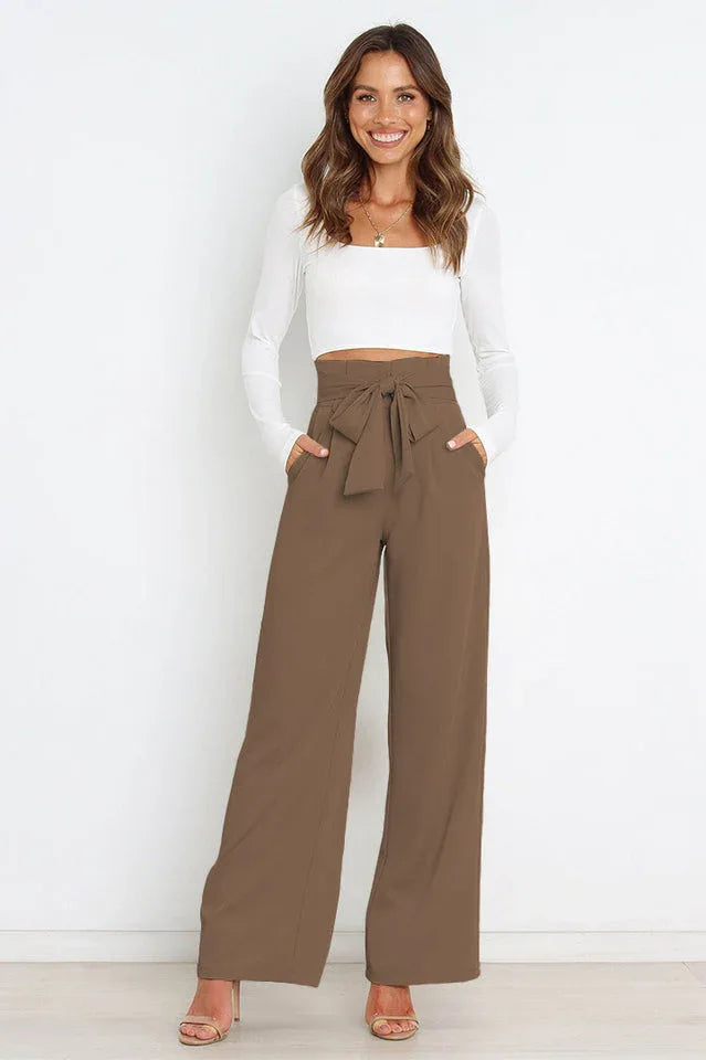 High Waist Belted Wide Leg Pants - View 22 | TEVQA
