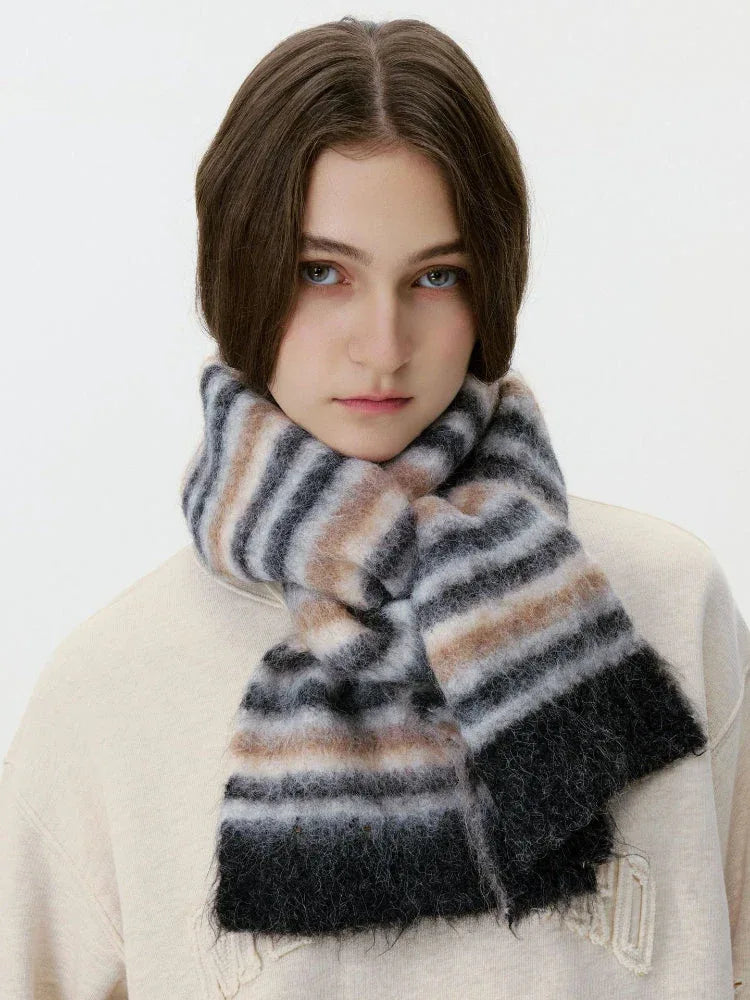 Fuzzy Rainbow Gradient Scarf - View 8 | TEVQA