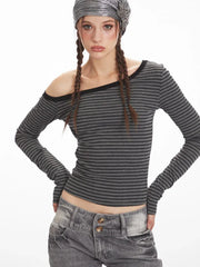 Asymmetrical Stripe Knit Top - View 6 | TEVQA
