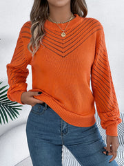 White Hollow Out Pointelle Knit Sweater